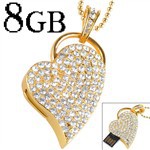Pen Drive forma de coração8GB de Memória flash - Golden