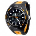 Relógio masculino Round Black Dial borracha Bracelete Waterproof Sports relógio digital com data / semana / Alarme / Cronômetro Display (Amarelo/vermelho)/pa002ro